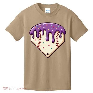 Baseball Ice Cream Dripping Baseball Home Plate Drip Kids T-Shirt