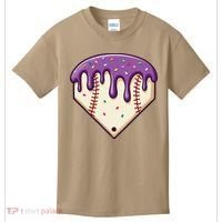Baseball Ice Cream Dripping Baseball Home Plate Drip Kids T-Shirt thumb 0