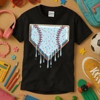 Baseball Ice Cream Dripping Women Kids T-Shirt thumb 3