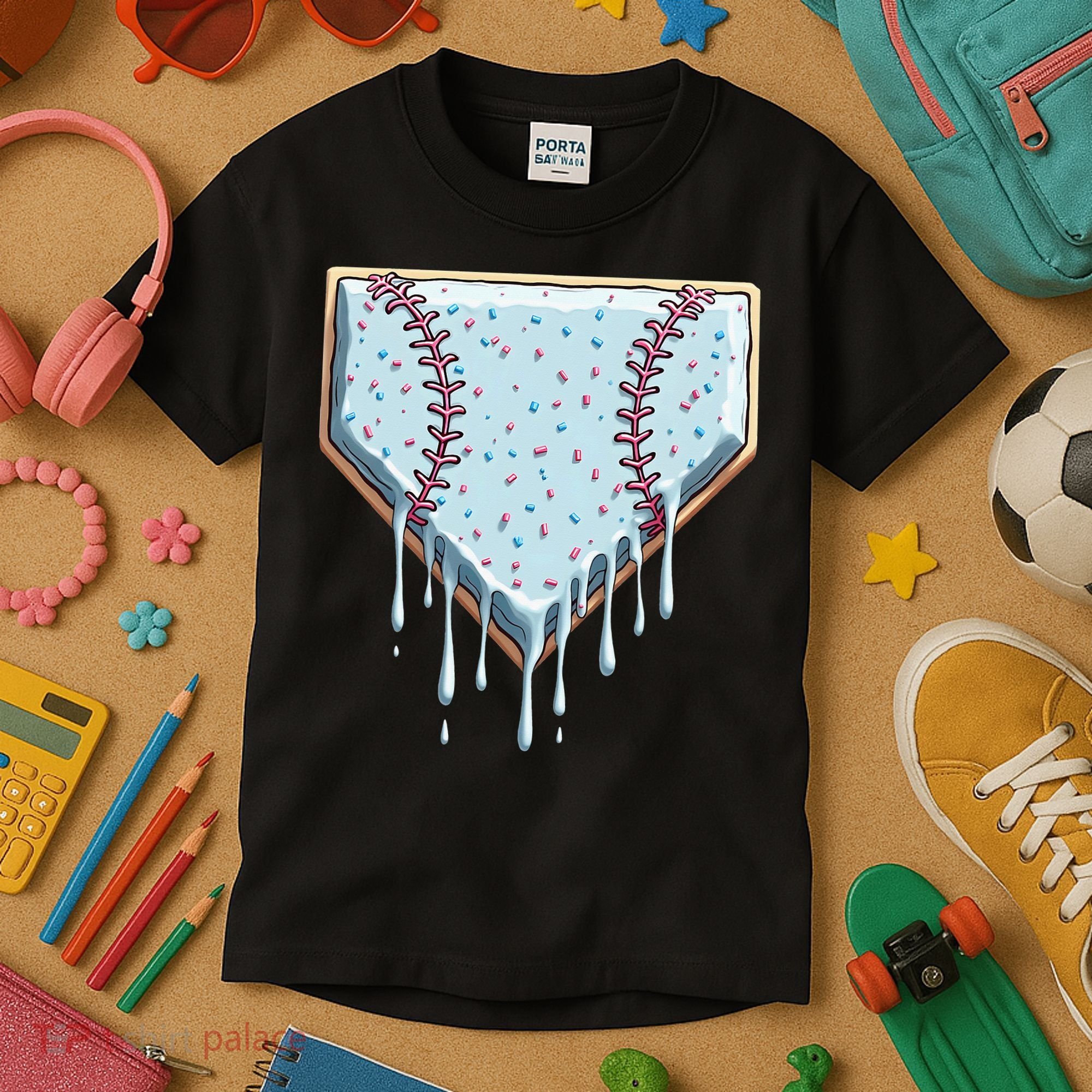 Baseball Ice Cream Dripping Women Kids T-Shirt