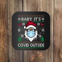 Baby It's Covid Outside Funny Ugly Christmas Coaster thumb 0
