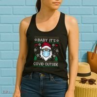 Baby It's Covid Outside Funny Ugly Christmas Women's Tank Top thumb 2
