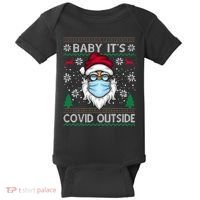 Baby It's Covid Outside Funny Ugly Christmas Baby Bodysuit thumb 0