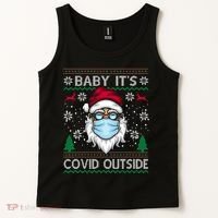Baby It's Covid Outside Funny Ugly Christmas Tank Top thumb 2