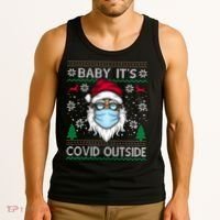 Baby It's Covid Outside Funny Ugly Christmas Tank Top thumb 3