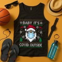 Baby It's Covid Outside Funny Ugly Christmas Tank Top thumb 4