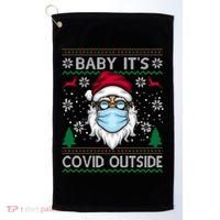 Baby It's Covid Outside Funny Ugly Christmas Golf Towel thumb 0