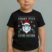 Baby It's Covid Outside Funny Ugly Christmas Toddler T-Shirt thumb 2