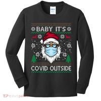 Baby It's Covid Outside Funny Ugly Christmas Kids Long Sleeve Shirt thumb 0