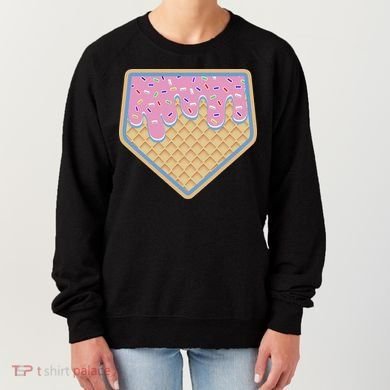 Baseball Ice Cream Dripping Baseball Home Plate Drip Women's Sweatshirt