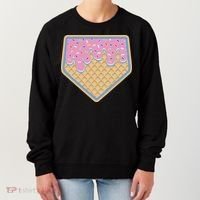 Baseball Ice Cream Dripping Baseball Home Plate Drip Women's Sweatshirt thumb 0