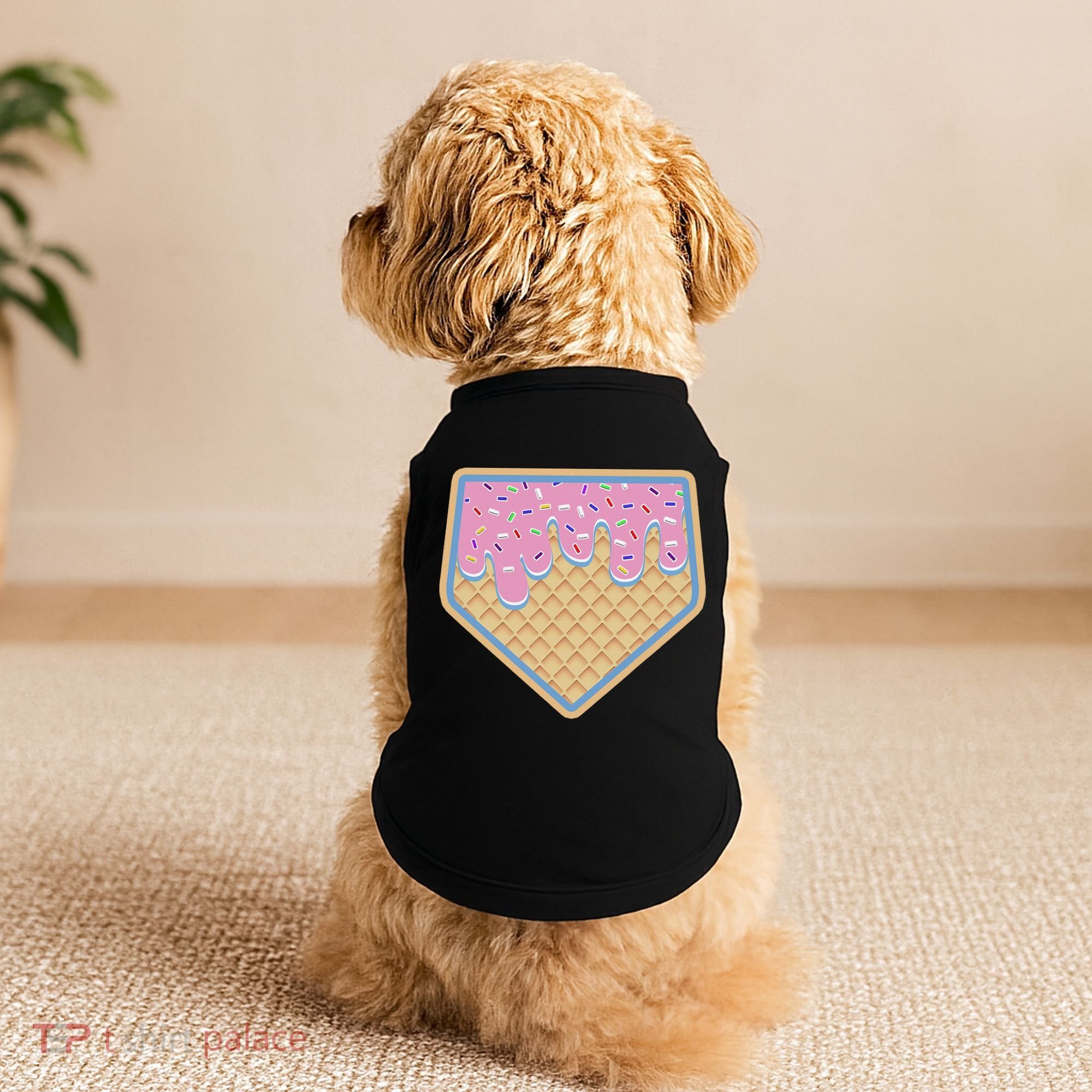 Baseball Ice Cream Dripping Baseball Home Plate Drip Doggie Tank