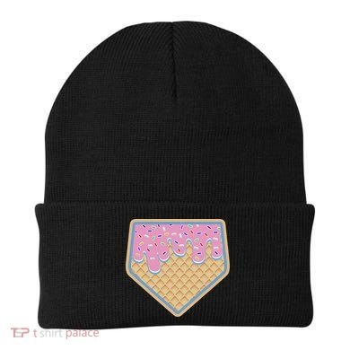 Baseball Ice Cream Dripping Baseball Home Plate Drip Beanie