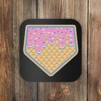 Baseball Ice Cream Dripping Baseball Home Plate Drip Coaster thumb 0
