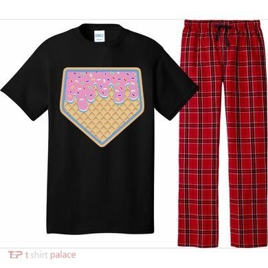 Baseball Ice Cream Dripping Baseball Home Plate Drip Pajama Set