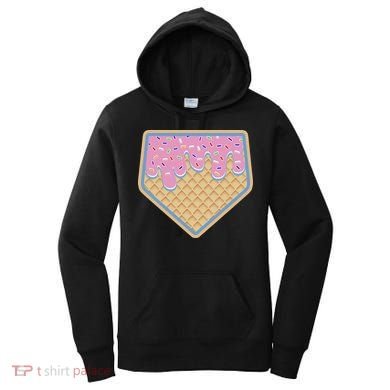 Baseball Ice Cream Dripping Baseball Home Plate Drip Women's Hoodie