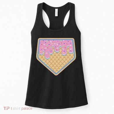 Baseball Ice Cream Dripping Baseball Home Plate Drip Women's Tank Top