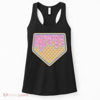 Baseball Ice Cream Dripping Baseball Home Plate Drip Women's Tank Top thumb 0