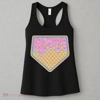 Baseball Ice Cream Dripping Baseball Home Plate Drip Women's Tank Top thumb 3