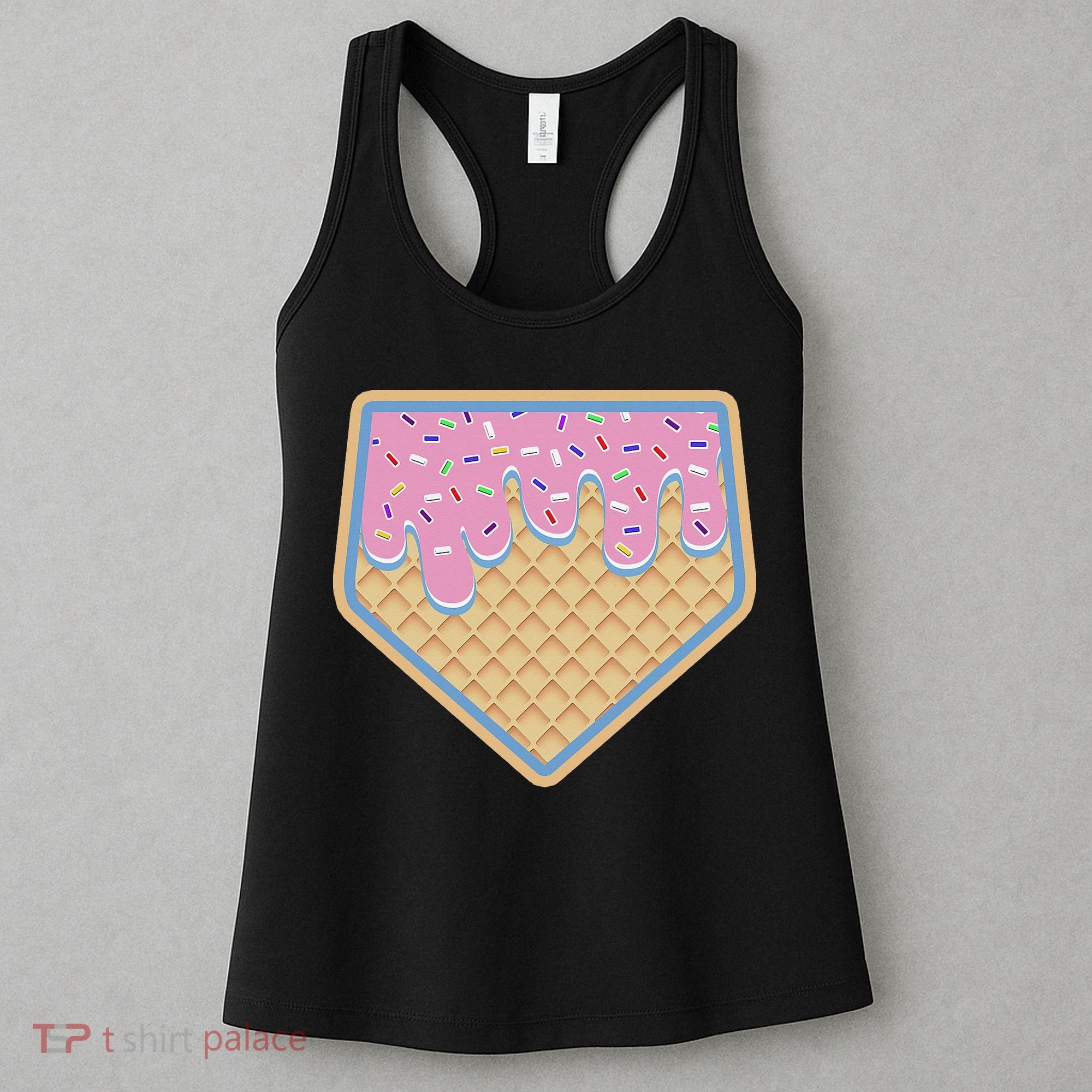 Baseball Ice Cream Dripping Baseball Home Plate Drip Women's Tank Top