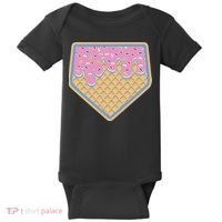 Baseball Ice Cream Dripping Baseball Home Plate Drip Baby Bodysuit thumb 0