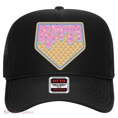 Baseball Ice Cream Dripping Baseball Home Plate Drip Hat