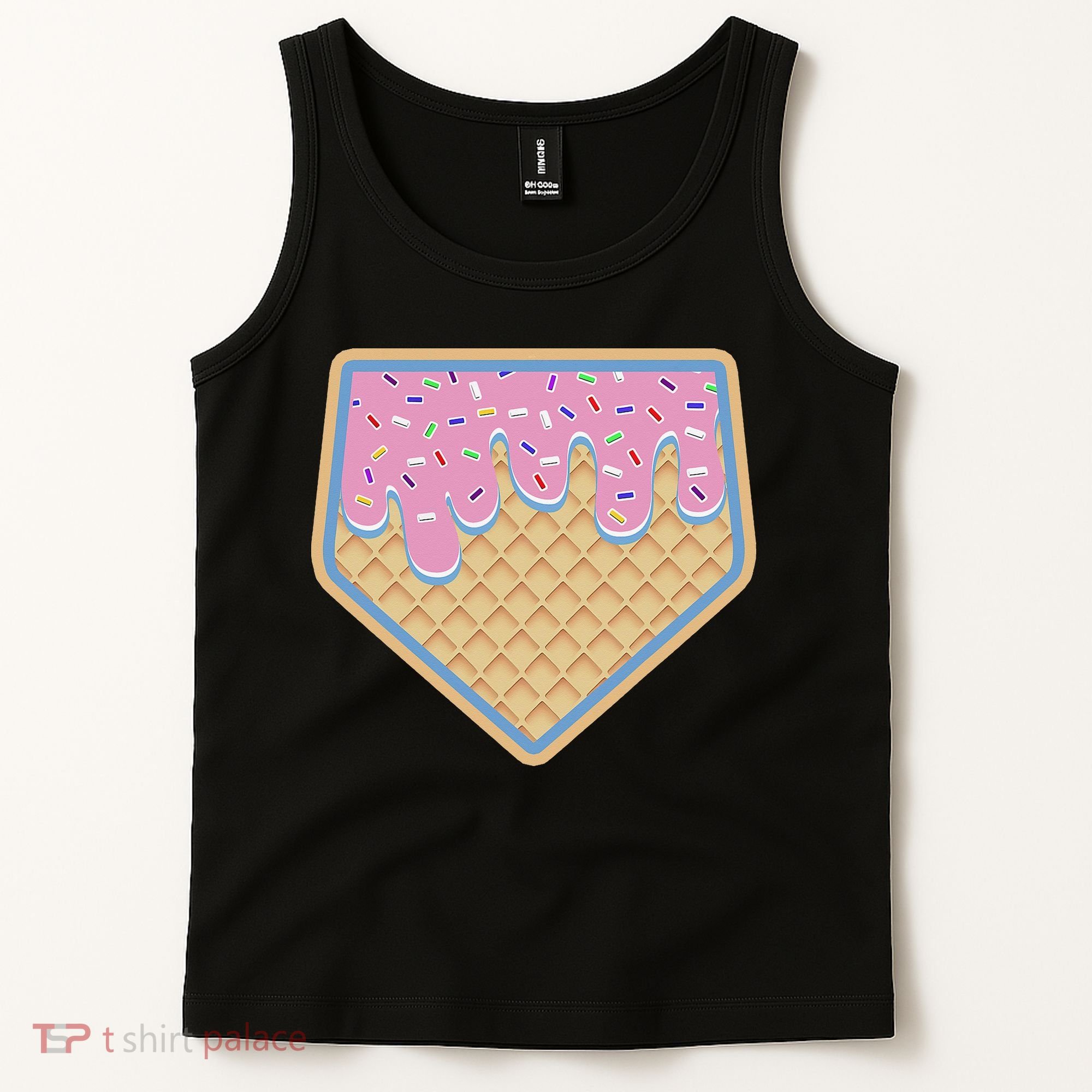 Baseball Ice Cream Dripping Baseball Home Plate Drip Tank Top