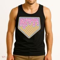 Baseball Ice Cream Dripping Baseball Home Plate Drip Tank Top thumb 3