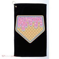 Baseball Ice Cream Dripping Baseball Home Plate Drip Golf Towel thumb 0