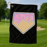 Baseball Ice Cream Dripping Baseball Home Plate Drip Golf Towel thumb 1