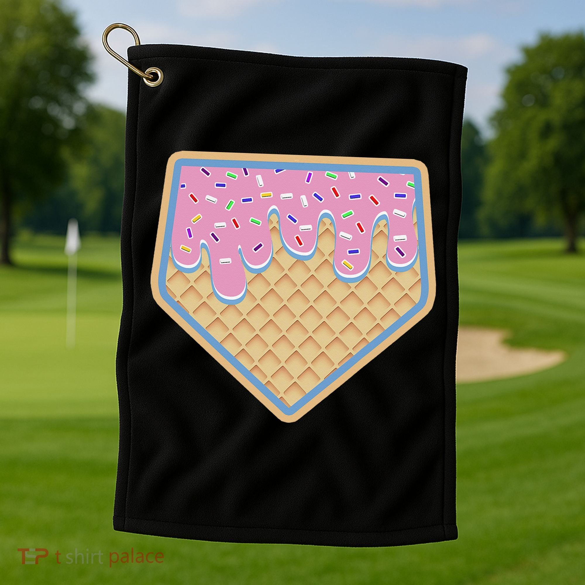 Baseball Ice Cream Dripping Baseball Home Plate Drip Golf Towel