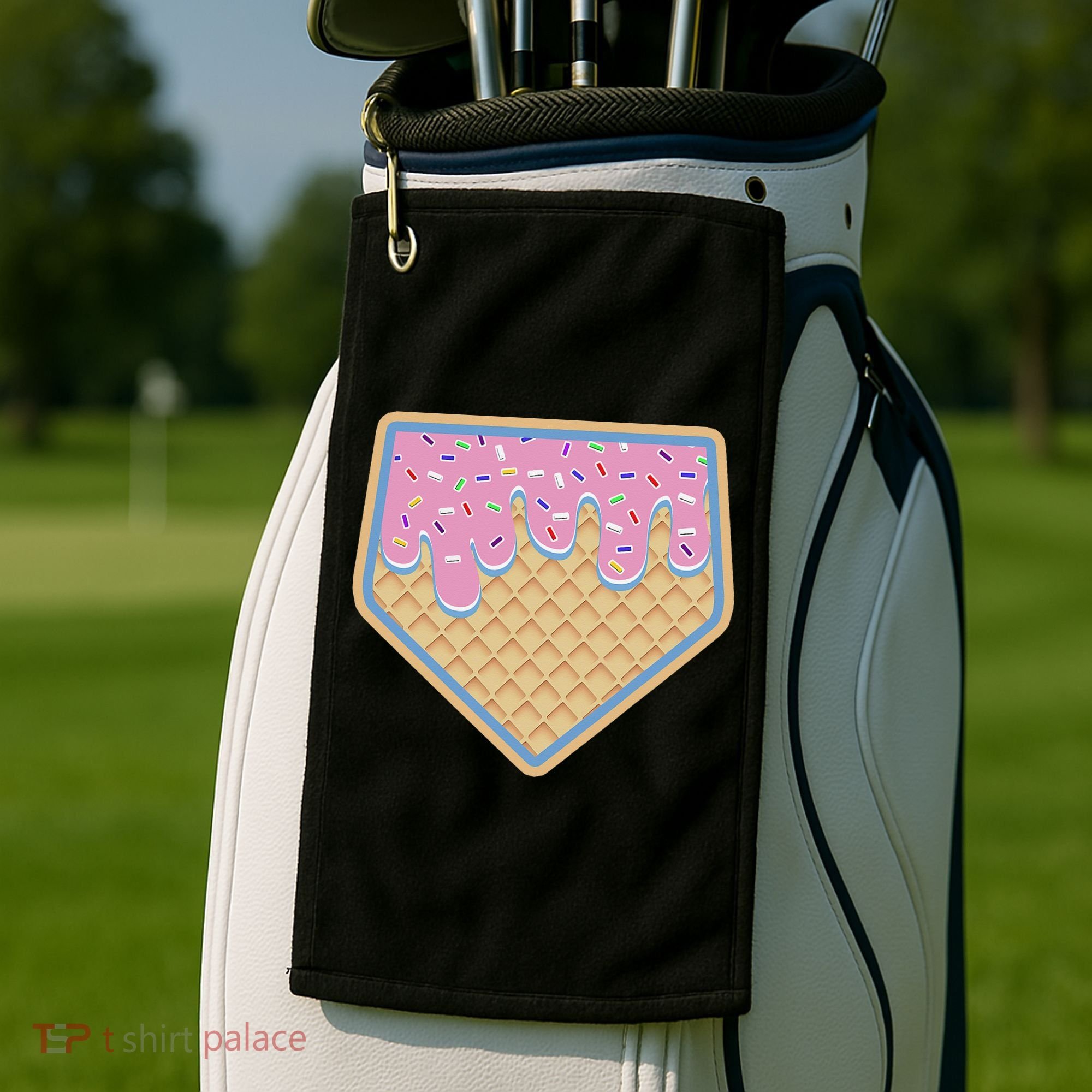 Baseball Ice Cream Dripping Baseball Home Plate Drip Golf Towel