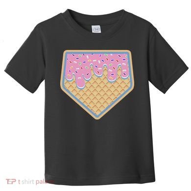 Baseball Ice Cream Dripping Baseball Home Plate Drip Toddler T-Shirt