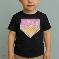 Baseball Ice Cream Dripping Baseball Home Plate Drip Toddler T-Shirt thumb 2