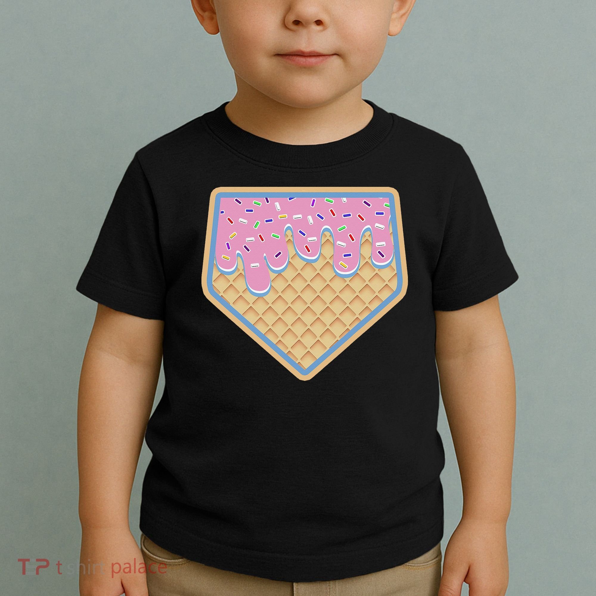 Baseball Ice Cream Dripping Baseball Home Plate Drip Toddler T-Shirt