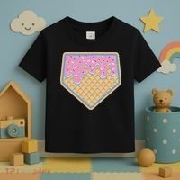 Baseball Ice Cream Dripping Baseball Home Plate Drip Toddler T-Shirt thumb 3