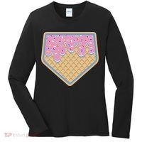 Baseball Ice Cream Dripping Baseball Home Plate Drip Women's Long Sleeve Shirt thumb 0