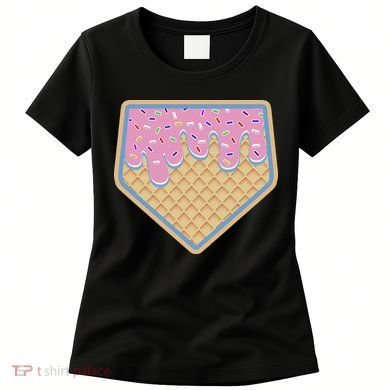 Baseball Ice Cream Dripping Baseball Home Plate Drip Women's T-Shirt