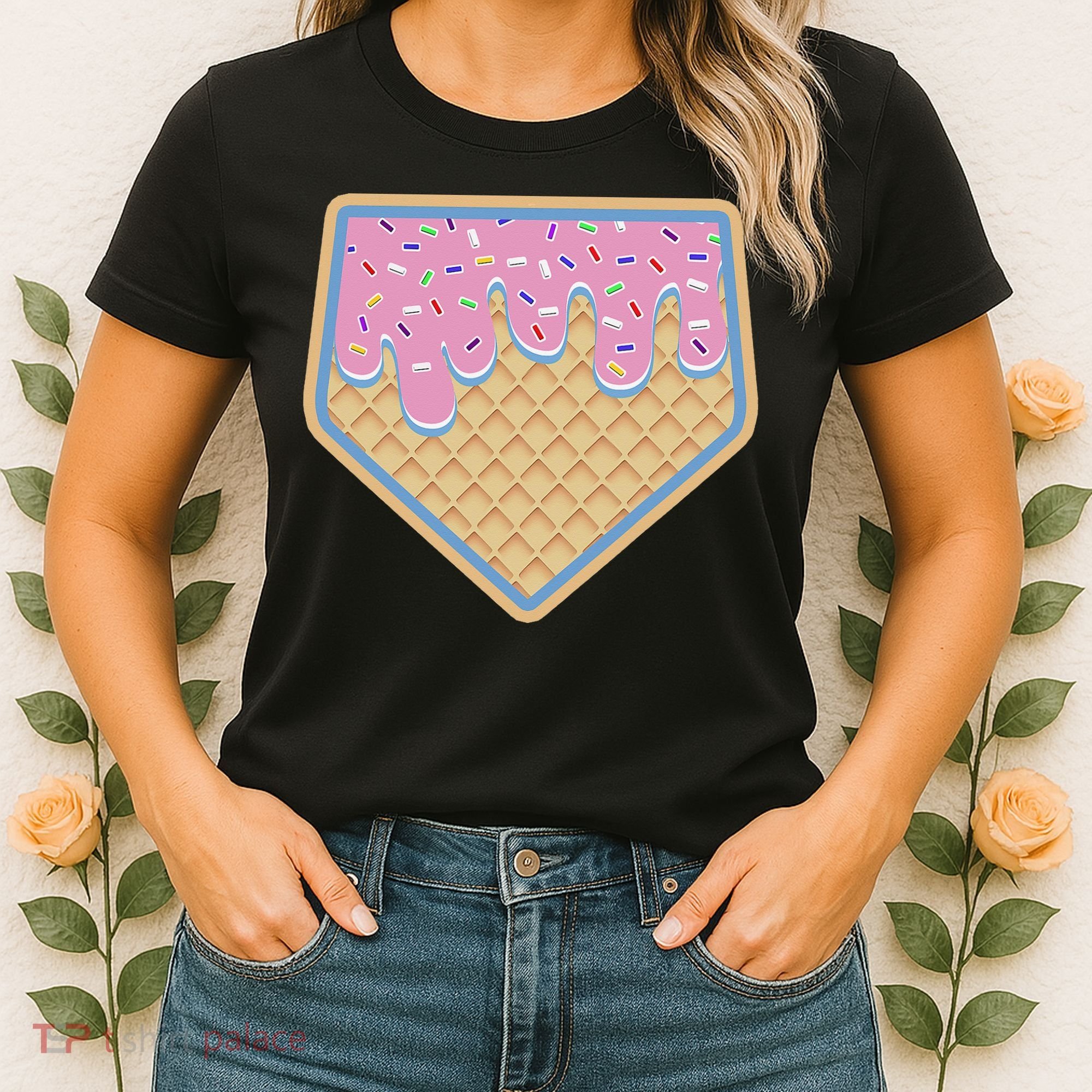 Baseball Ice Cream Dripping Baseball Home Plate Drip Women's T-Shirt