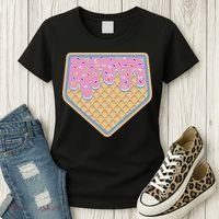 Baseball Ice Cream Dripping Baseball Home Plate Drip Women's T-Shirt thumb 3