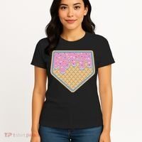 Baseball Ice Cream Dripping Baseball Home Plate Drip Women's T-Shirt thumb 4