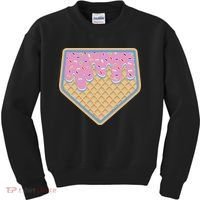Baseball Ice Cream Dripping Baseball Home Plate Drip Kids Sweatshirt thumb 0