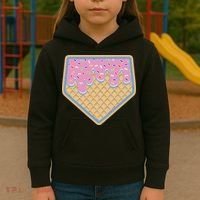 Baseball Ice Cream Dripping Baseball Home Plate Drip Kids Hoodie thumb 3