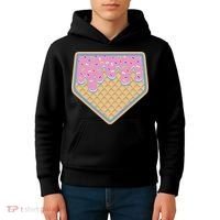 Baseball Ice Cream Dripping Baseball Home Plate Drip Kids Hoodie thumb 4