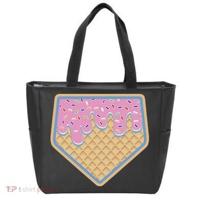 Baseball Ice Cream Dripping Baseball Home Plate Drip Tote Bag