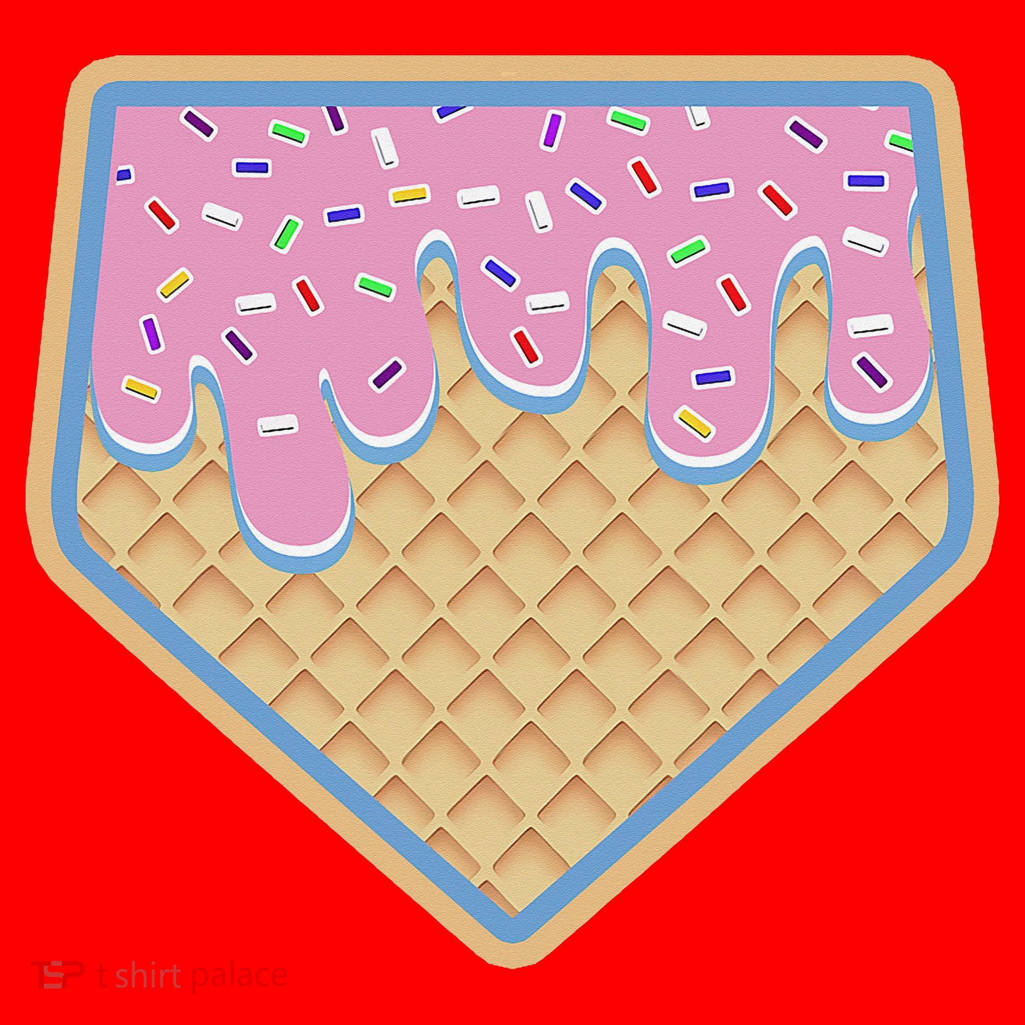 Baseball Ice Cream Dripping Baseball Home Plate Drip Santa Hat