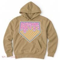 Baseball Ice Cream Dripping Baseball Home Plate Drip Hoodie thumb 0