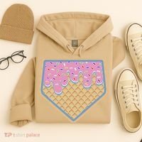 Baseball Ice Cream Dripping Baseball Home Plate Drip Hoodie thumb 4