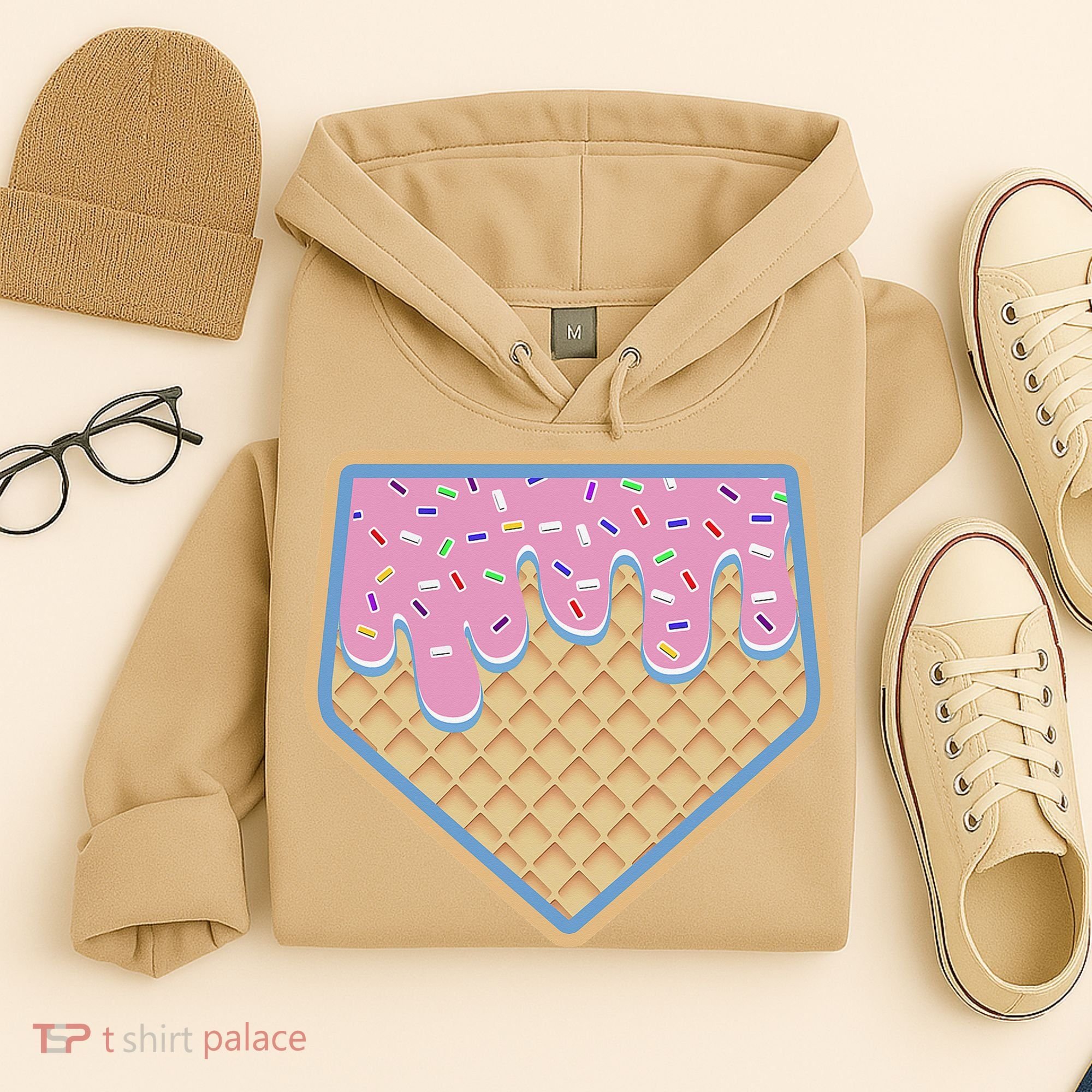 Baseball Ice Cream Dripping Baseball Home Plate Drip Hoodie