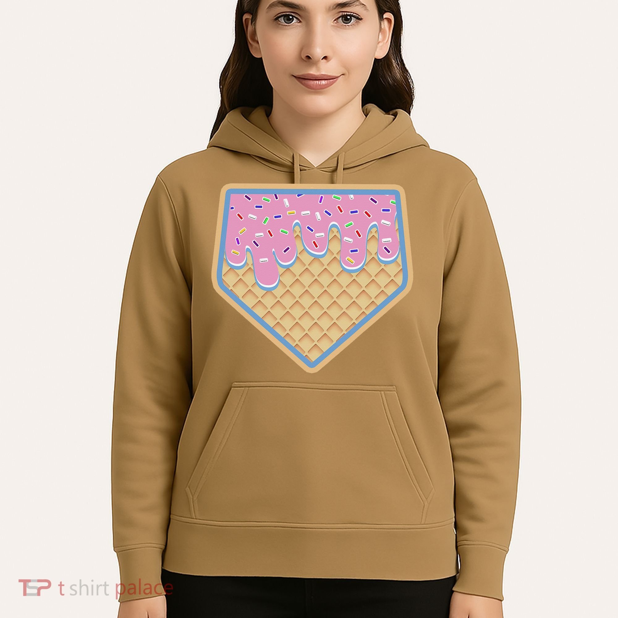 Baseball Ice Cream Dripping Baseball Home Plate Drip Hoodie